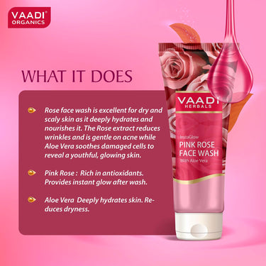 Vaadi Herbals Insta Glow Pink Rose Face wash with Aloe vera extract
